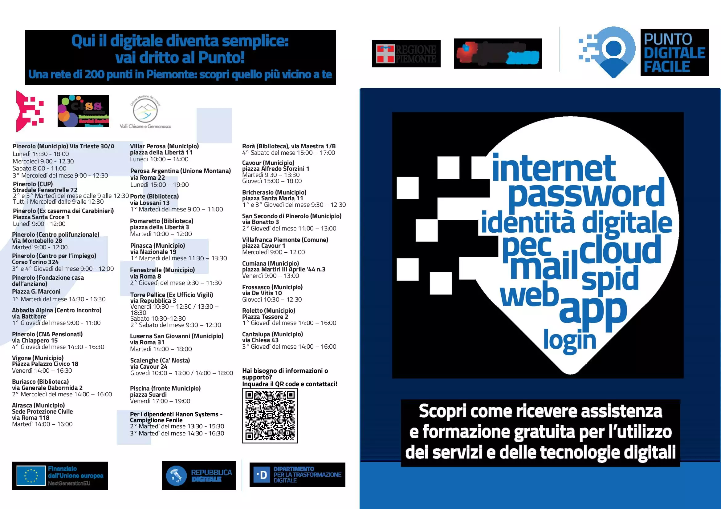 Sedi e orari